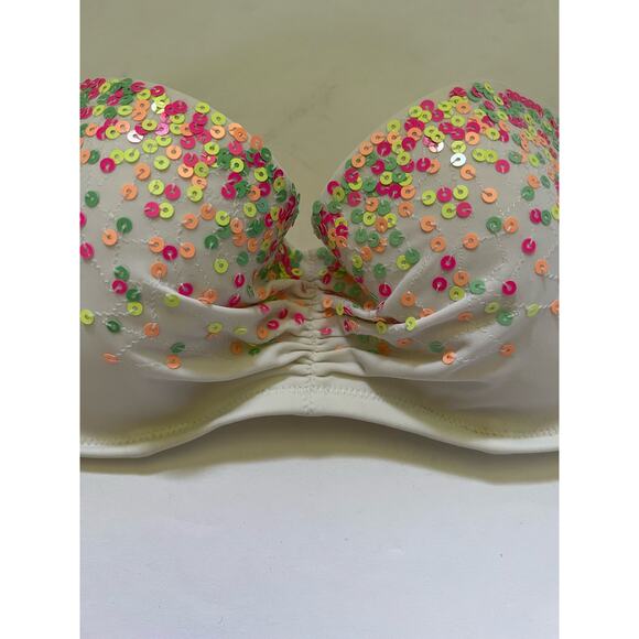 Victoria’s Secret Women's Sequin Underwire Bandeau Bikini Top Pink Size 34C - Picture 2 of 9